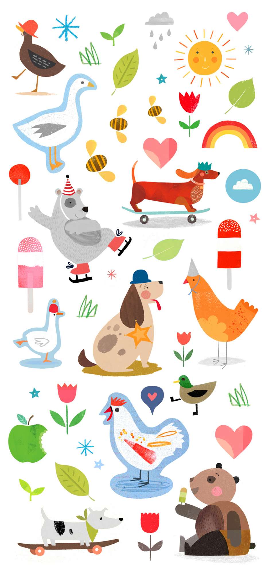 Sugar Snap Studio, Digital playful children's illustration of personified animals 